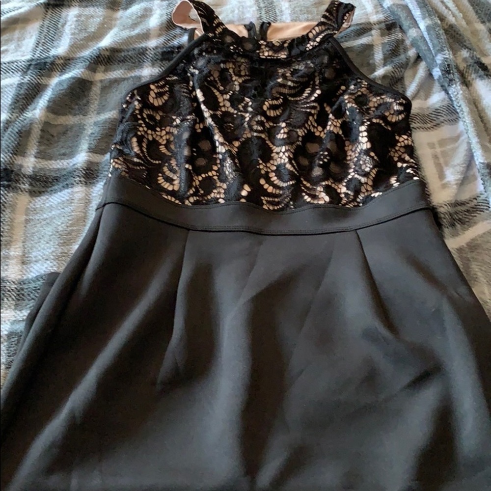 Black lace top prince dress